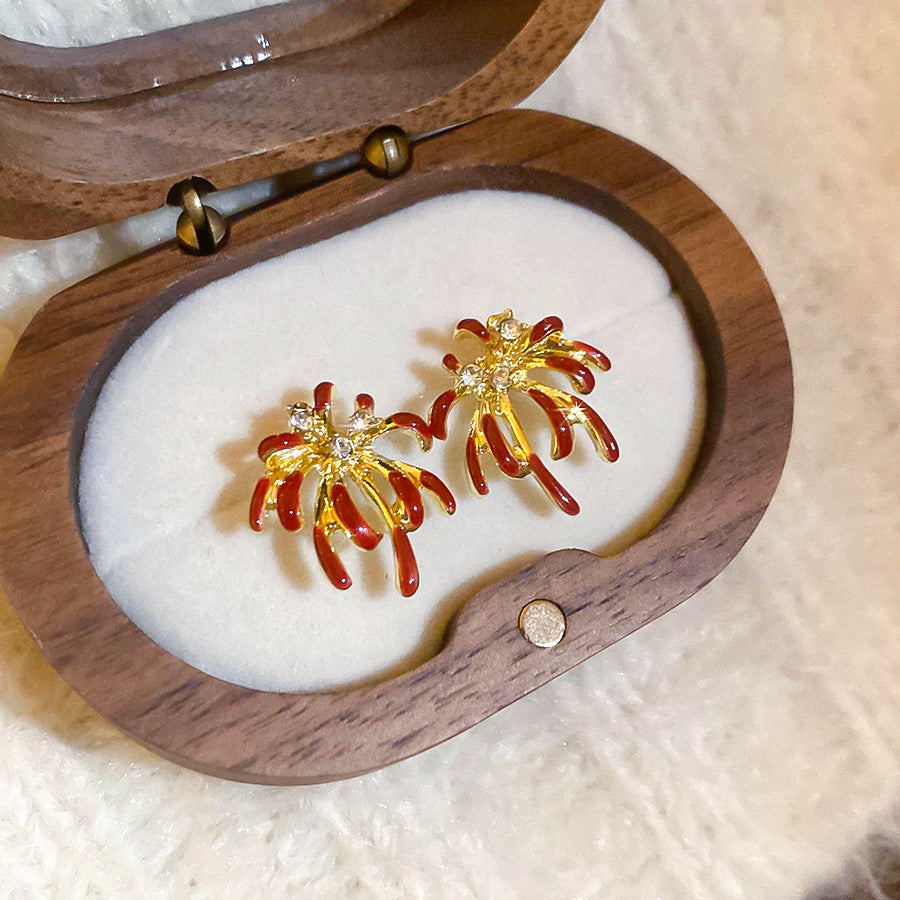 紅色琺瑯方形復古耳環－細節特寫15｜https://igowo.tw/