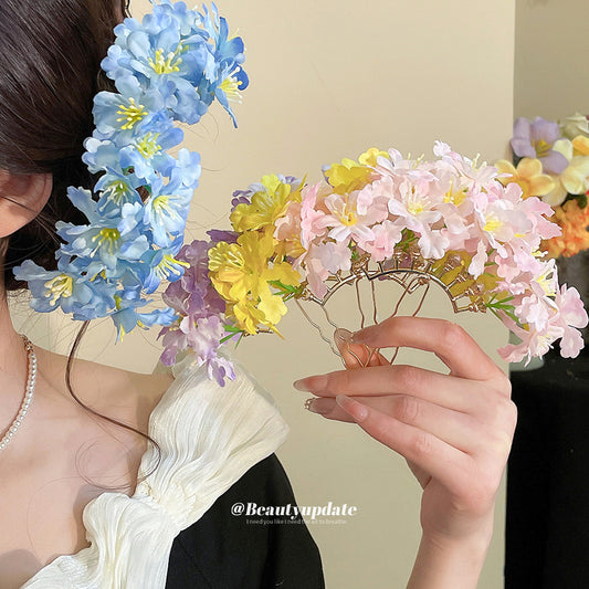 布面花朵髮簪－商品主圖｜https://igowo.tw/