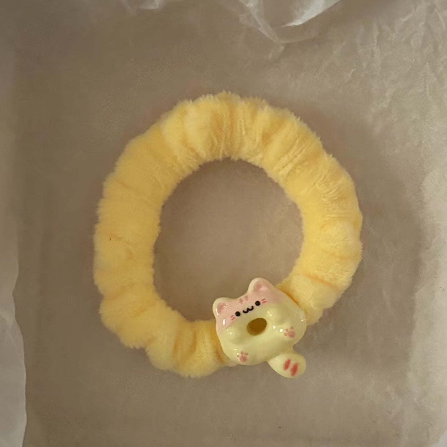 黃色貓咪甜點髮圈