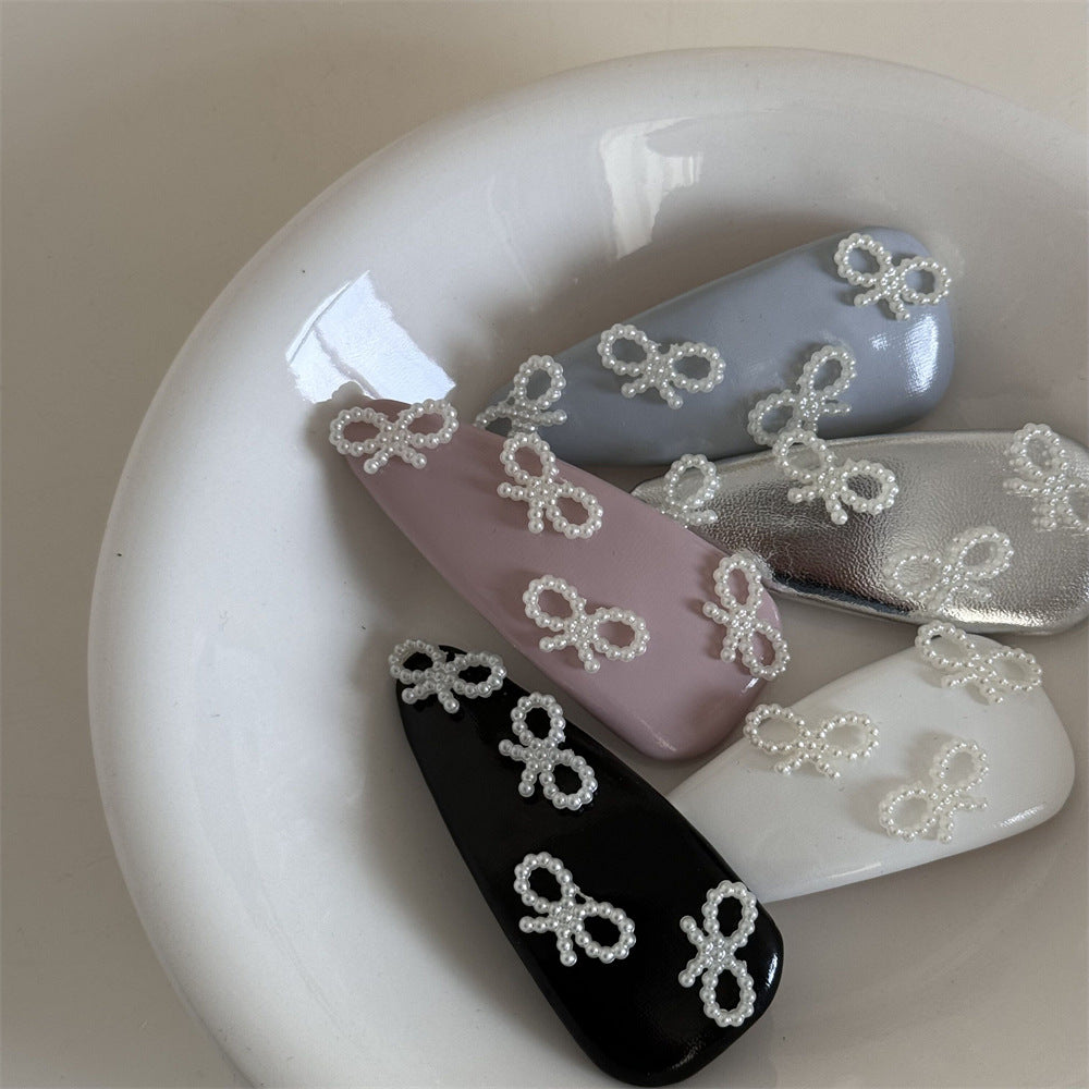 珍珠皮革蝴蝶結髮夾－細節特寫1｜https://igowo.tw/