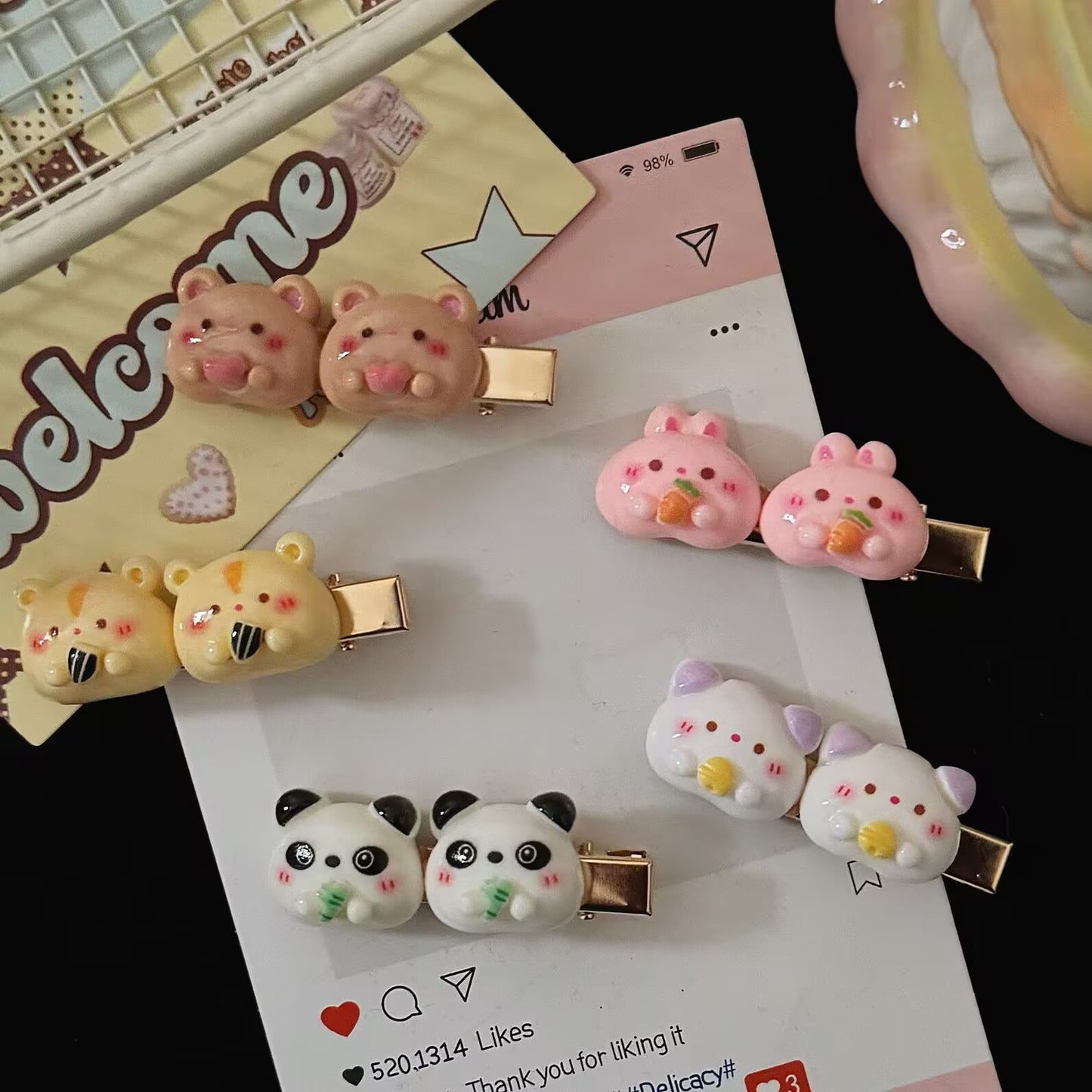 粉色兔子卡通髮夾－商品主圖｜https://igowo.tw/