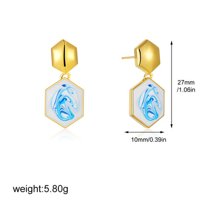 金色琺瑯復古耳環－細節特寫4｜https://igowo.tw/