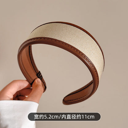 皮革格紋寬版髮箍
