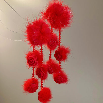 紅色花朵復古耳環－27#銀針-紅色款細節15｜https://igowo.tw/