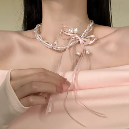 緞帶蝴蝶結項鍊－商品主圖｜https://igowo.tw/
