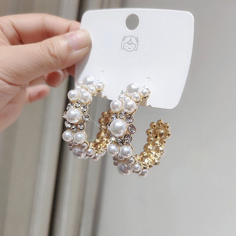 銀針簡約珍珠愛心耳環韓國2026新款潮耳釘氣質簡約花朵耳墜耳飾女