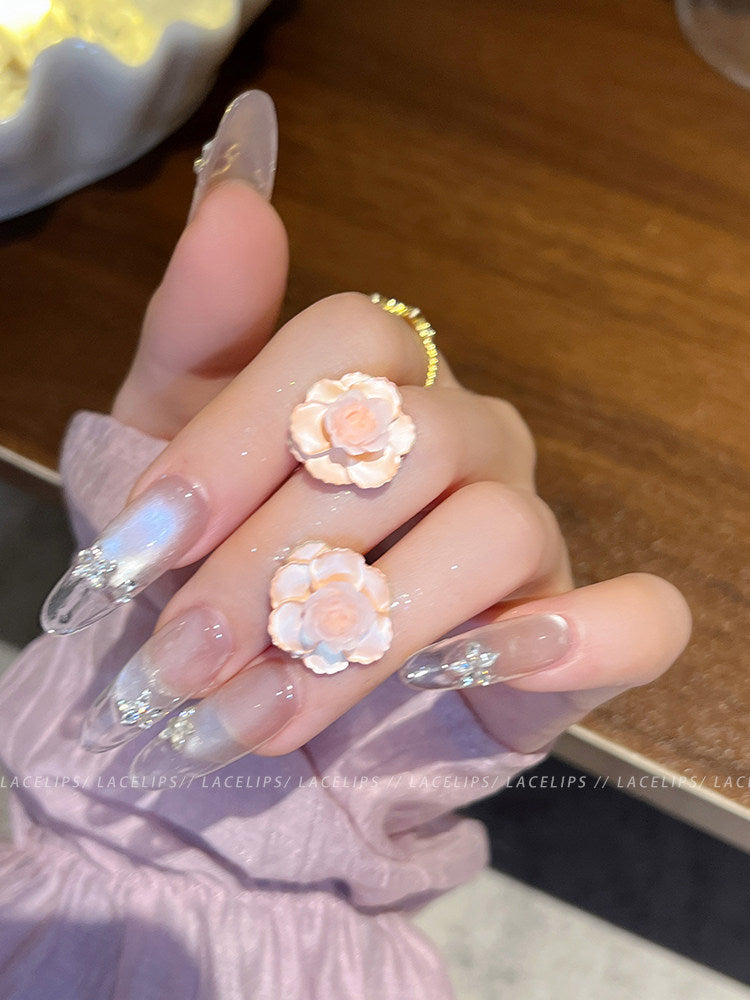溫柔甜美山茶花耳釘女
