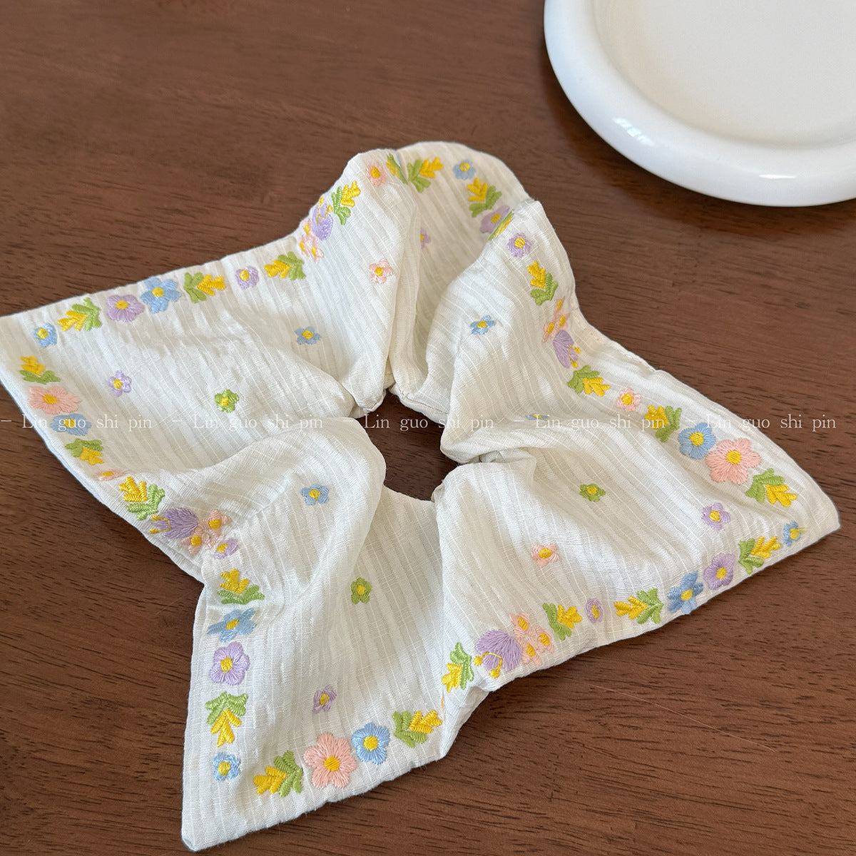 大腸圈花朵刺繡髮圈