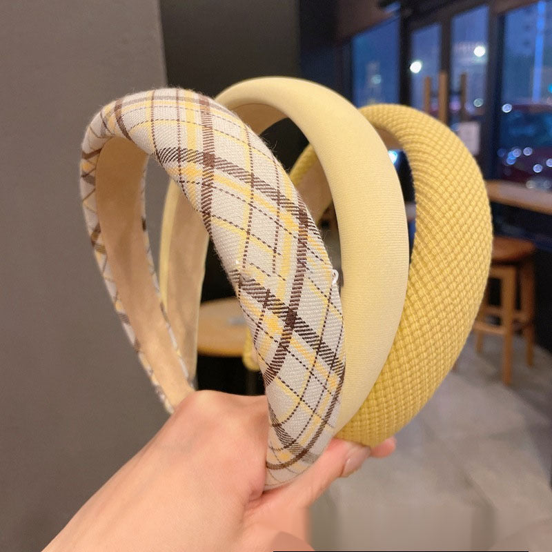 黃色簡約髮箍－泡泡布款細節｜https://igowo.tw/