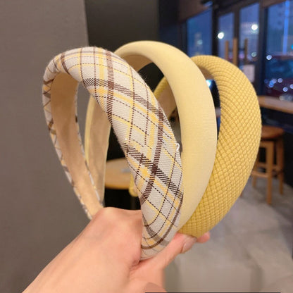 黃色簡約髮箍－泡泡布款細節｜https://igowo.tw/