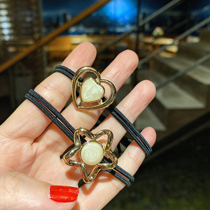 黑色彈力繩鏤空髮圈－方塊款細節1｜https://igowo.tw/