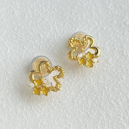 琺瑯鋯石花朵簡約耳釘