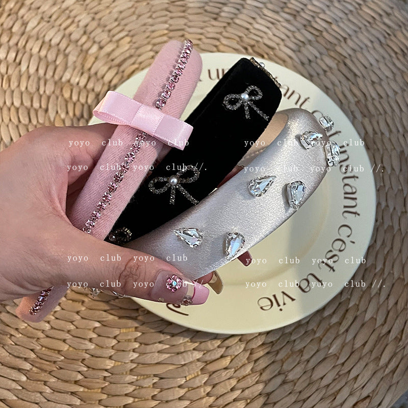 鋯石蝴蝶結寬版髮箍