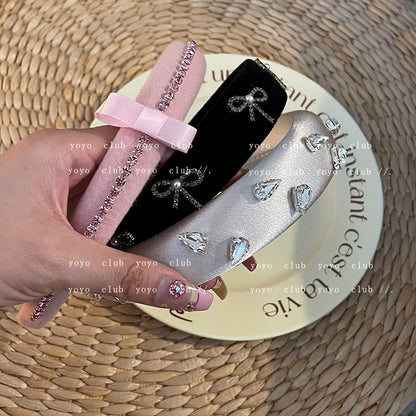 鋯石蝴蝶結寬版髮箍