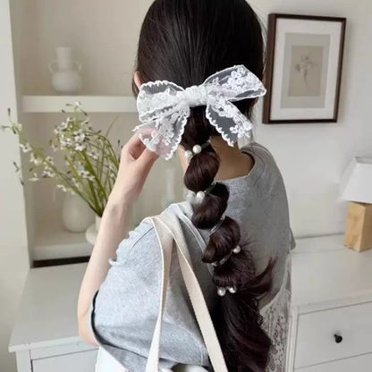 蕾絲蝴蝶結髮圈