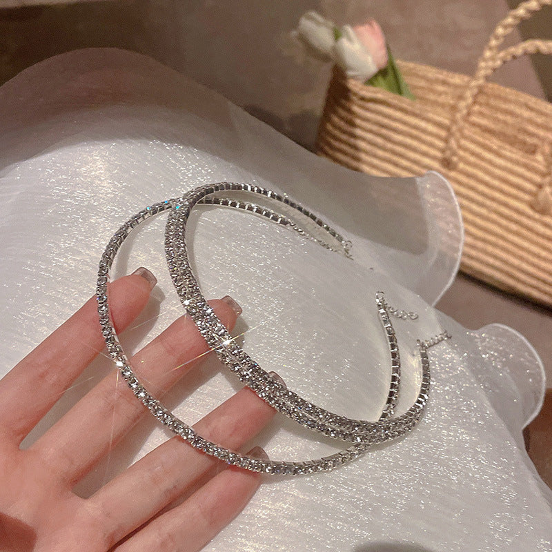 金屬圓圈鑲鑽纏繞項鍊－項鍊-雙層款實拍｜https://igowo.tw/
