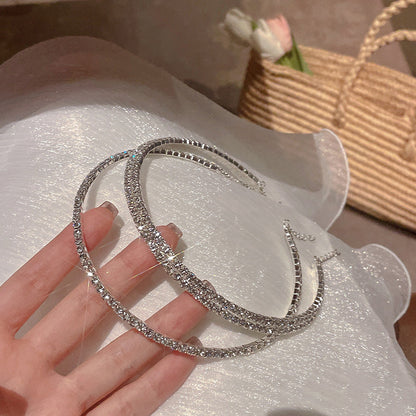 金屬圓圈鑲鑽纏繞項鍊－項鍊-雙層款實拍｜https://igowo.tw/