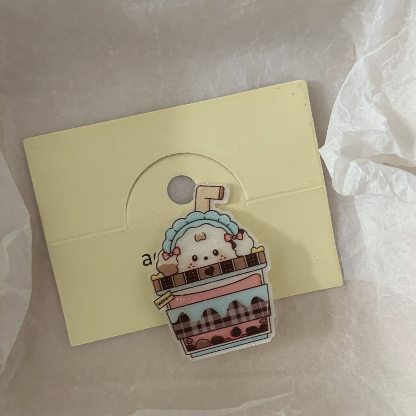 棕色壓克力小狗髮夾