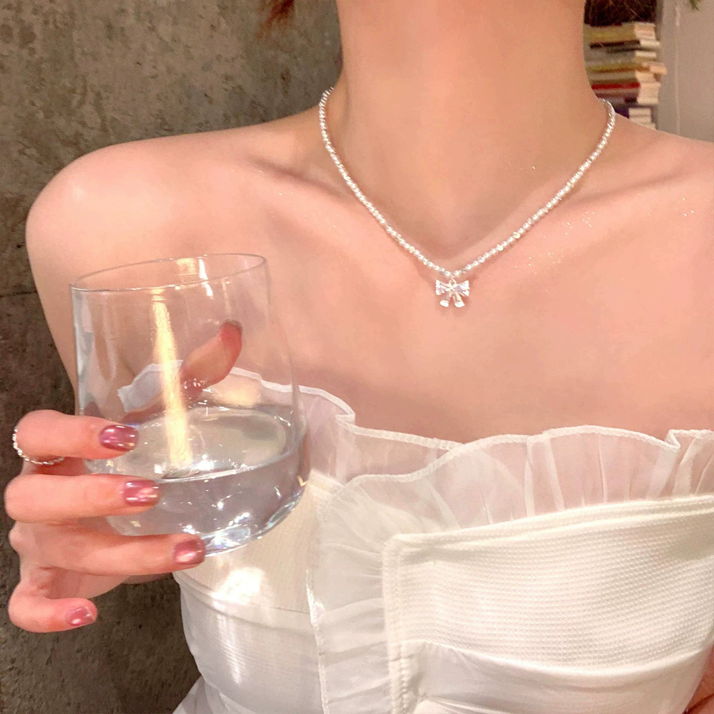 珍珠愛心墜飾項鍊－細節特寫151｜https://igowo.tw/