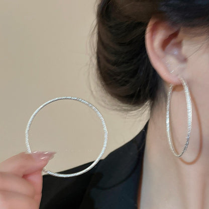 銀針幾何圓圈C形耳圈歐美時尚簡約百搭氣質耳環小眾設計感耳飾女