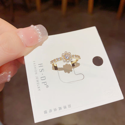 串珠鋯石可調式戒指