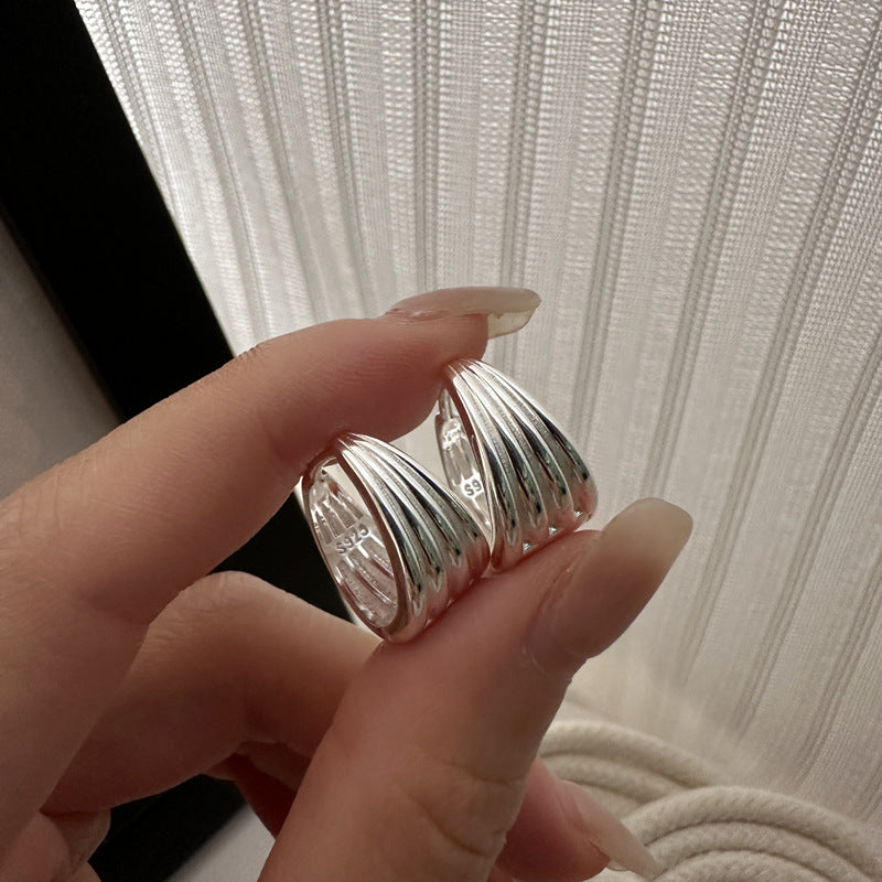 S925純銀韓版小眾設計感簡約多層耳扣韓國風時髦個性耳環耳飾品