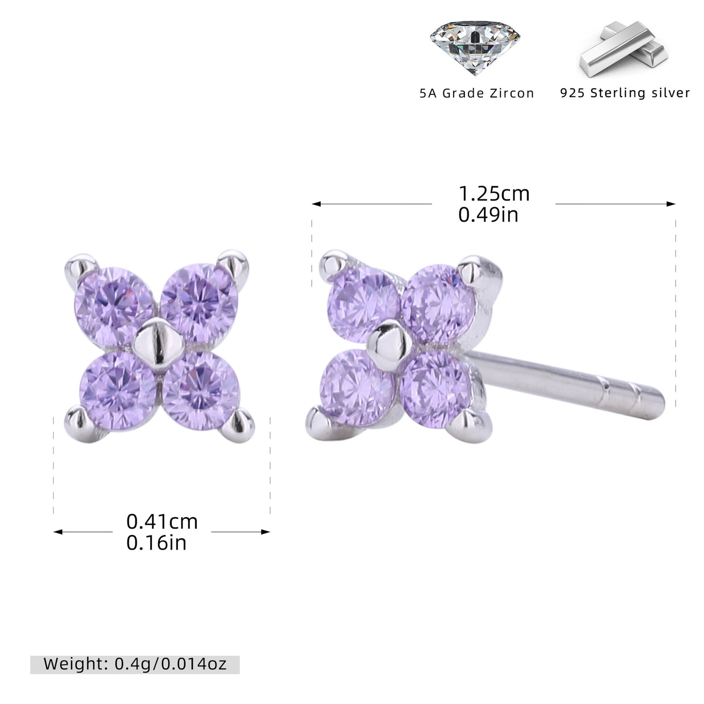 S925 耳釘四瓣小花多色迷你耳飾百搭小眾高級感飾品