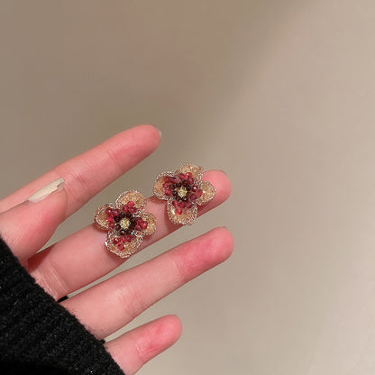S925水晶花朵耳釘