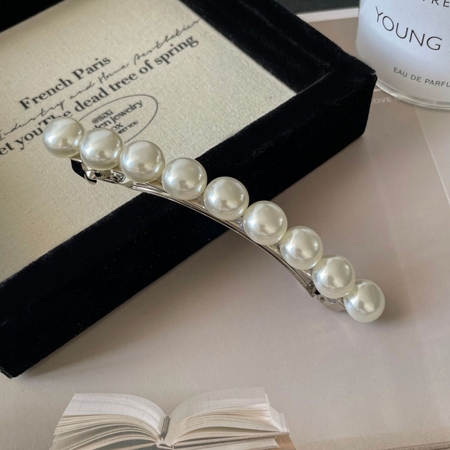 珍珠鋯石一字髮夾