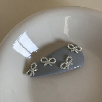 珍珠皮革蝴蝶結髮夾