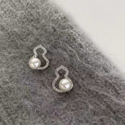 灰色系列銀針幾何形珍珠耳釘輕奢高級感小眾耳環時尚潮流耳飾合集