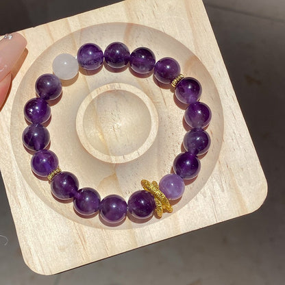 紫水晶蛇形纏繞串珠手鏈新中式復古百搭手串小眾氣質設計感手飾女