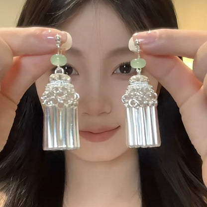 歐美跨境時尚金屬風流蘇耳釘輕奢高級感百搭耳環禮服晚宴氣質耳飾