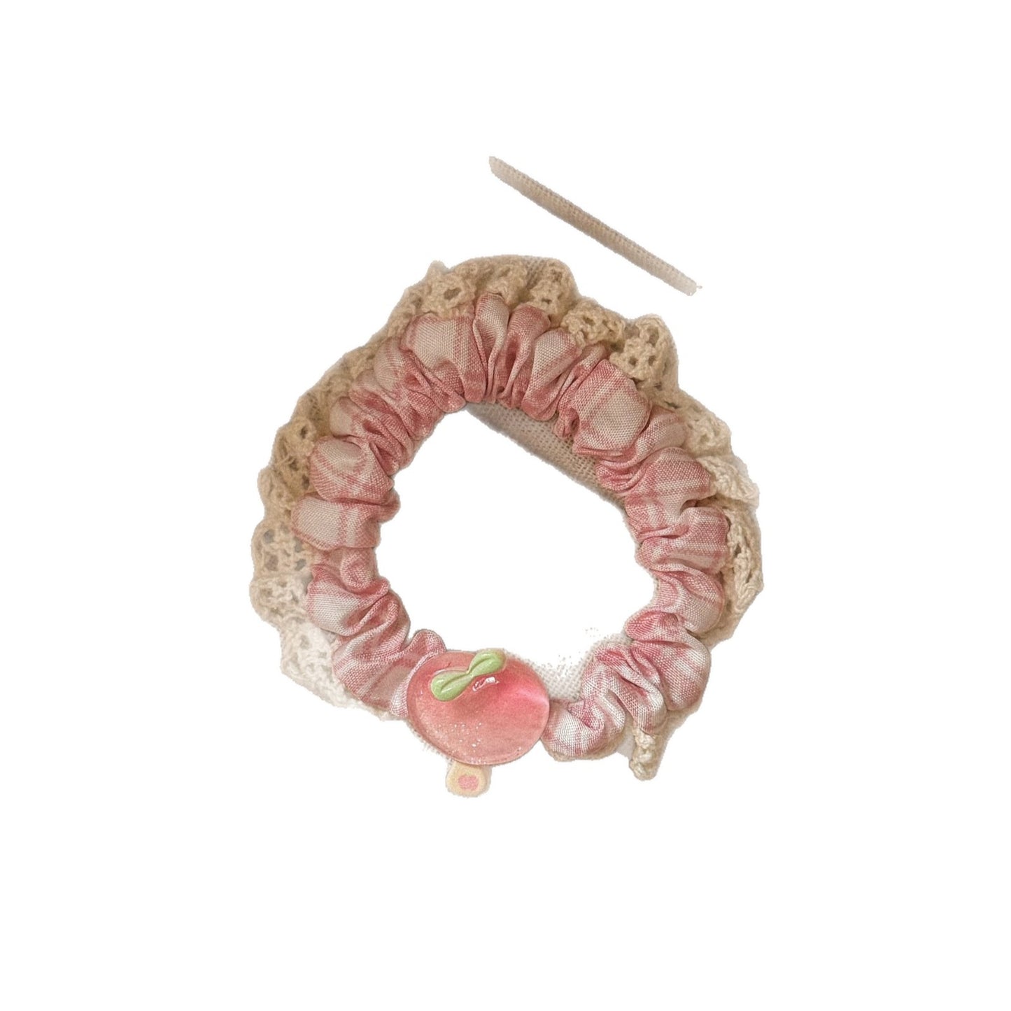粉色草莓髮圈－櫻花格子髮圈款細節3｜https://igowo.tw/