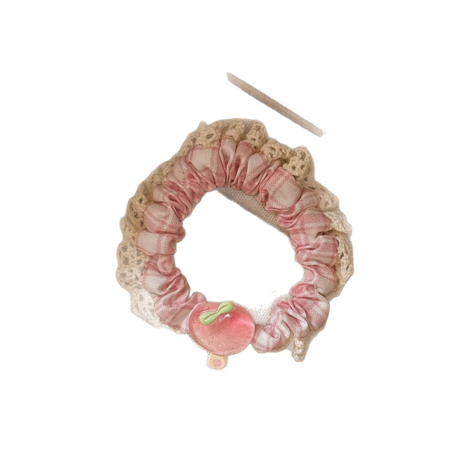 粉色草莓髮圈－櫻花格子髮圈款細節3｜https://igowo.tw/