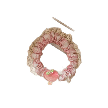 粉色草莓髮圈－櫻花格子髮圈款細節3｜https://igowo.tw/