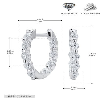 S925 耳環時尚鑲鋯圓形耳扣輕奢百搭小眾高級感耳飾品