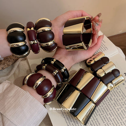 新款亞克力復古拼接手鏈美拉德氣質日常通勤手環手串輕奢小眾手飾