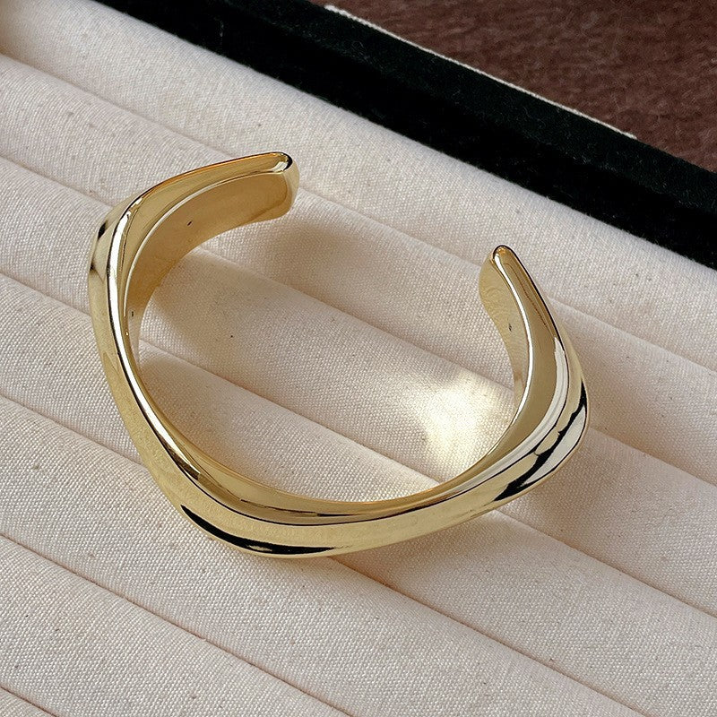 跨境橢圓條紋開口手鐲ins夸張時尚大氣手環小眾歐美高級感手飾女