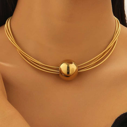 金屬鏈條圓珠磁吸項鍊