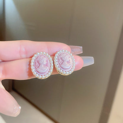 金色珍珠橢圓復古耳環－細節特寫6｜https://igowo.tw/