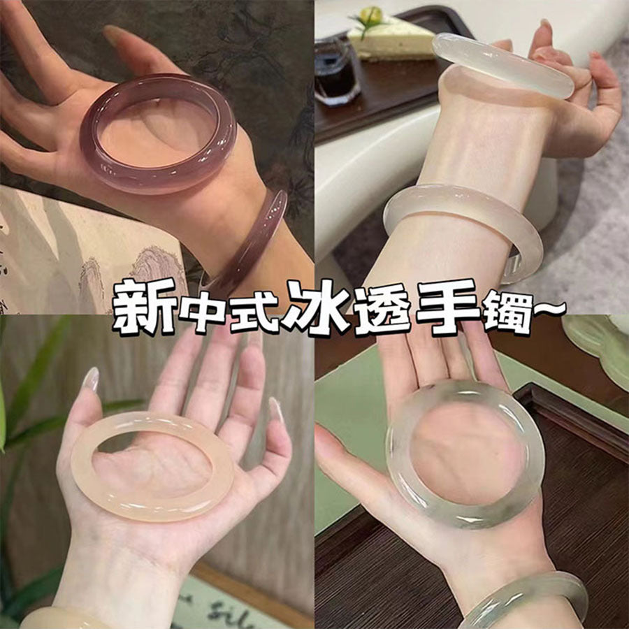 琉璃幾何圓形手鐲新中式時尚簡約百搭手環個性小眾設計感手飾批發