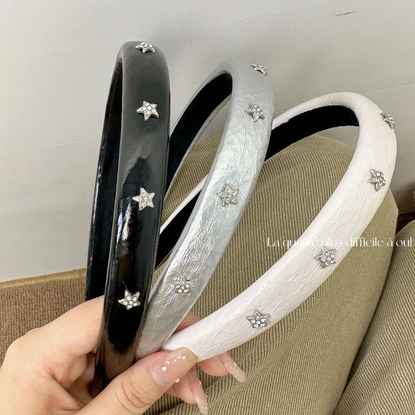 皮革星星髮箍－銀色星星髮箍款細節｜https://igowo.tw/