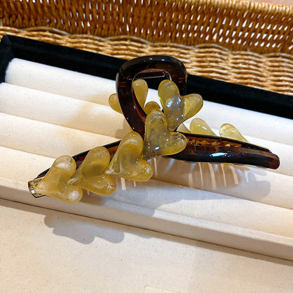 咖色圓形又字抓夾復古高級感盤發鯊魚夾簡約時尚個性新款發夾發飾