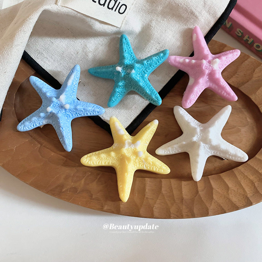 海邊度假風海星發夾時尚潮流拍照出片側邊鴨嘴夾高級感百搭發飾女