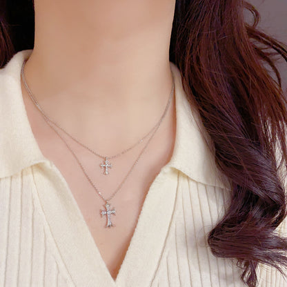 鋯石十字雙層復古項鍊－第二視角實拍｜https://igowo.tw/