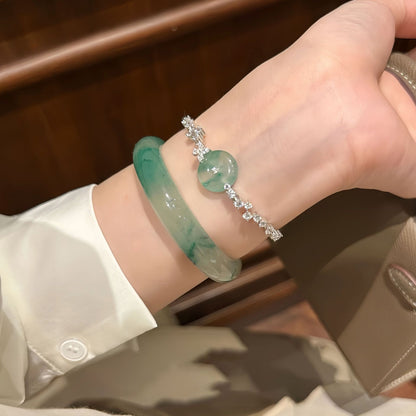 超閃鋯石幾何圓形玉髓手鏈時尚精致百搭氣質手環輕奢高級感手飾女