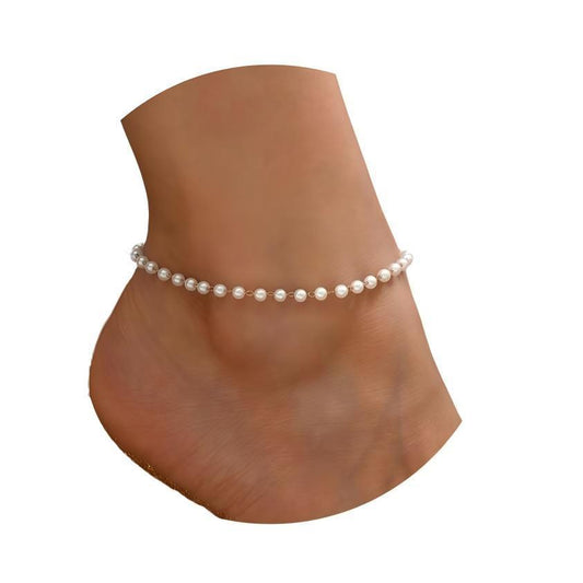 珍珠串珠可調式腳鍊－商品主圖｜https://igowo.tw/