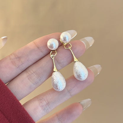 珍珠銀針水滴流蘇飾品－2/銀色雪花水滴款細節｜https://igowo.tw/