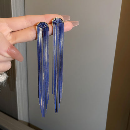 銀針三角形流蘇耳環